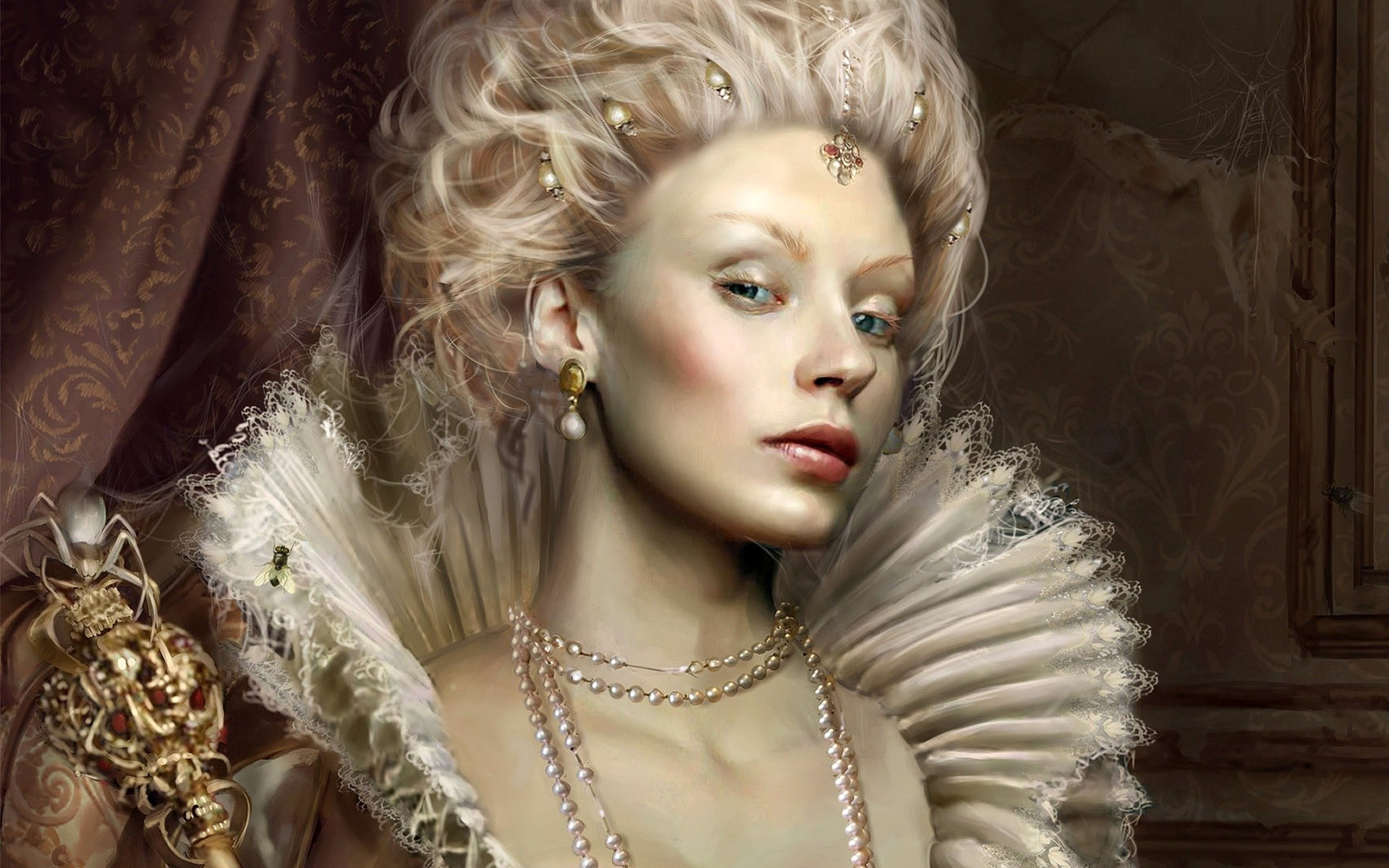 fantasy moda kobieta glamour luksusowa biżuteria piękny styl eleganckie koraliki sztuka seksowna sukienka model dziewczyna złoty portret