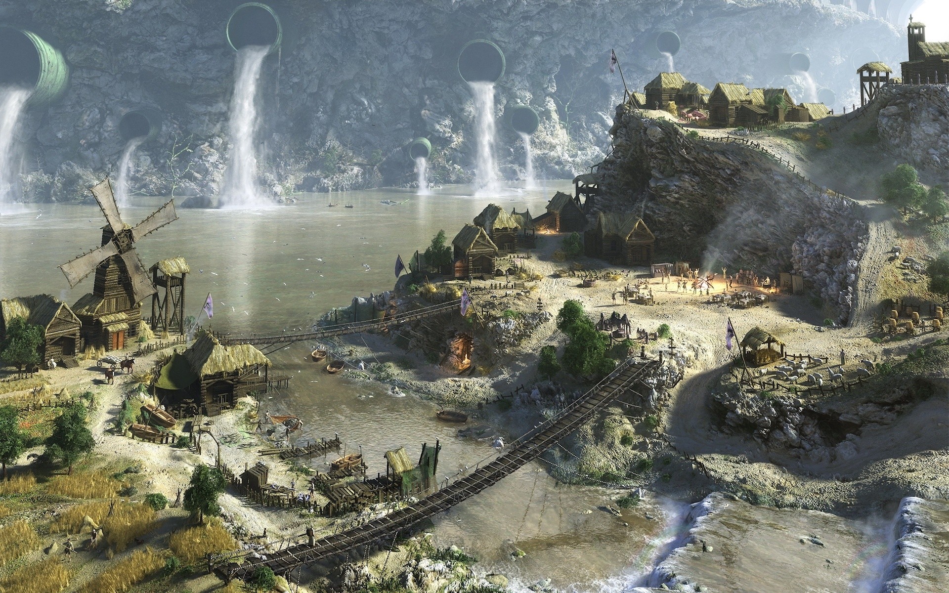 fantasy eau voyage paysage fumée à l extérieur rock