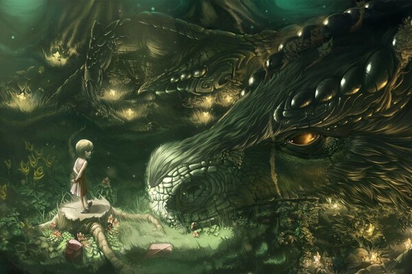 Drago subacqueo con punte luminose