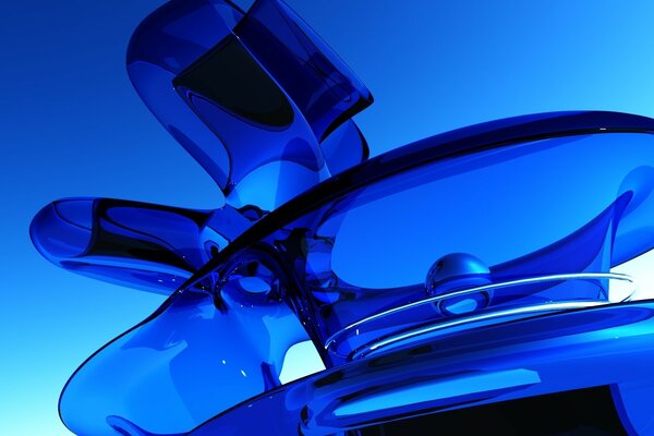 Graphics abstract figures made of blue glass
