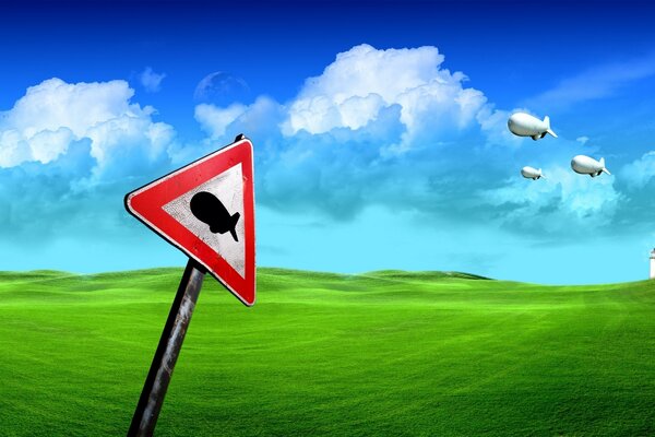 A sign in natural conditions on the background