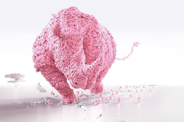Pink rhinoceros desktop background