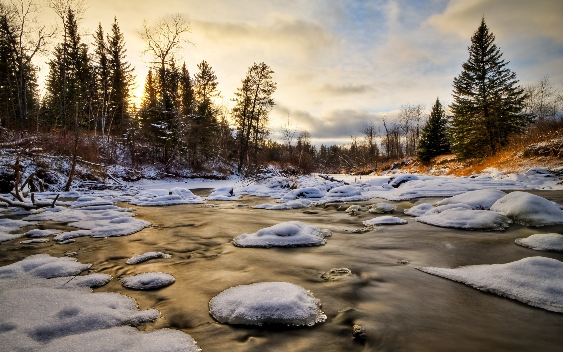 hiver neige paysage nature eau glace froid gel congelé lac aube arbre rivière coucher de soleil réflexion scénique en plein air ciel parc