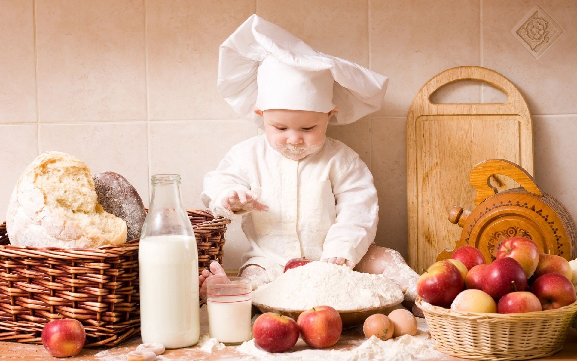 bambini cibo cestino cucina mela famiglia cibo frutta vimini sano salute