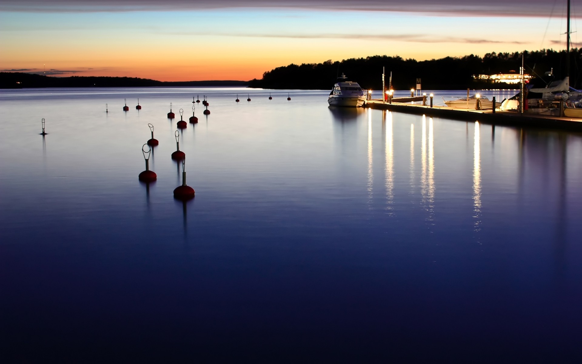 paysage eau réflexion coucher de soleil lac aube soir crépuscule rivière voyage ciel jetée bateau en plein air