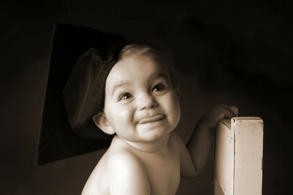 Portrait of a baby on a dark background