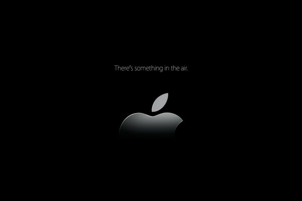 Monochrome Apple logo with the phrase