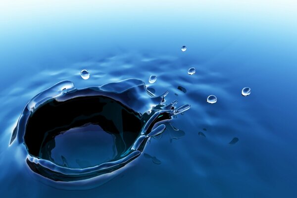 Animation of feeding raindrops on a blue background