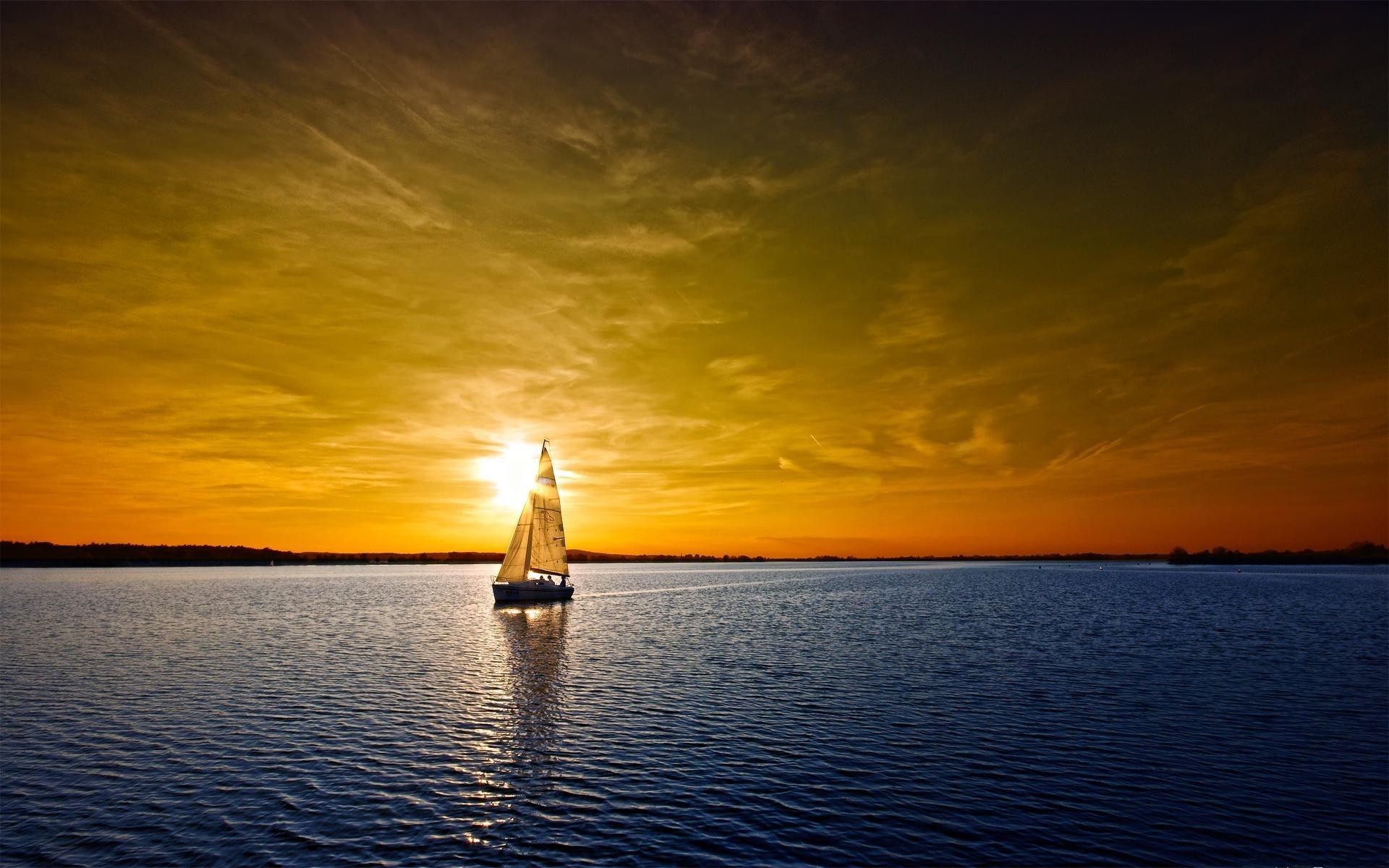 paysage coucher de soleil eau aube crépuscule soir soleil réflexion ciel mer océan lac