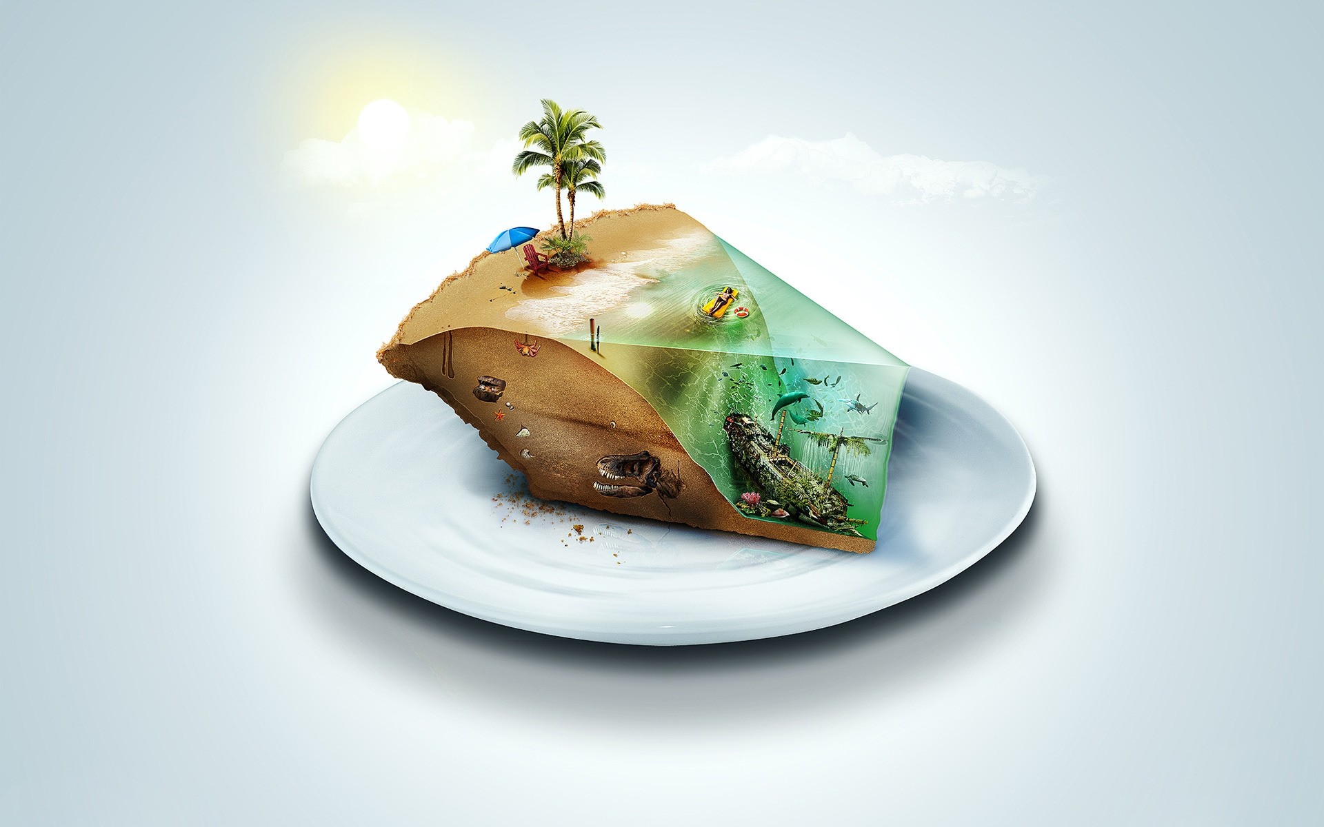 photo manipulation food still life plate dish fish