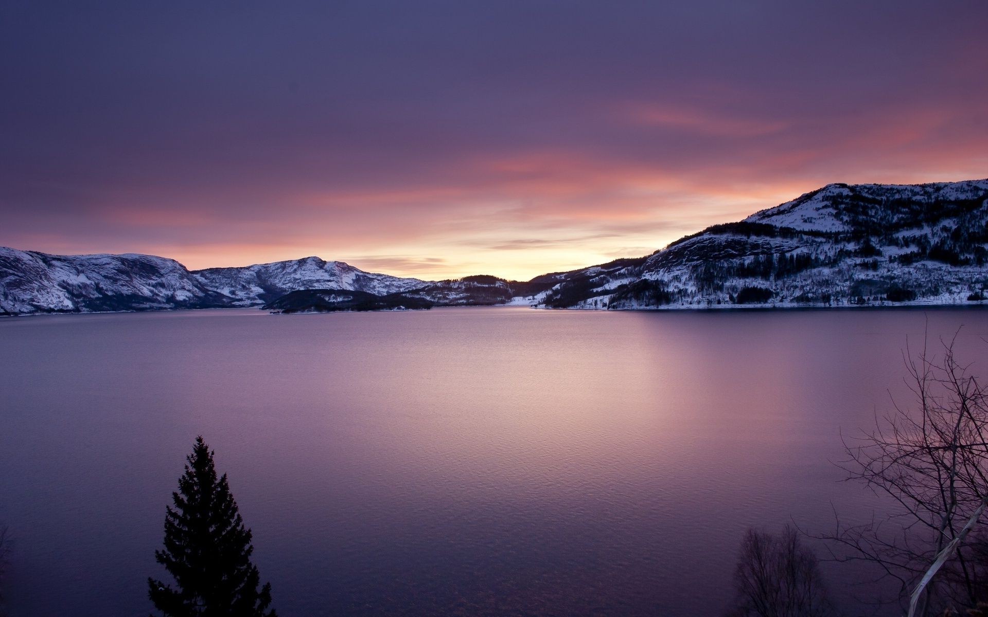 lake sunset snow water dawn mountain evening sky dusk landscape travel outdoors winter nature fog reflection