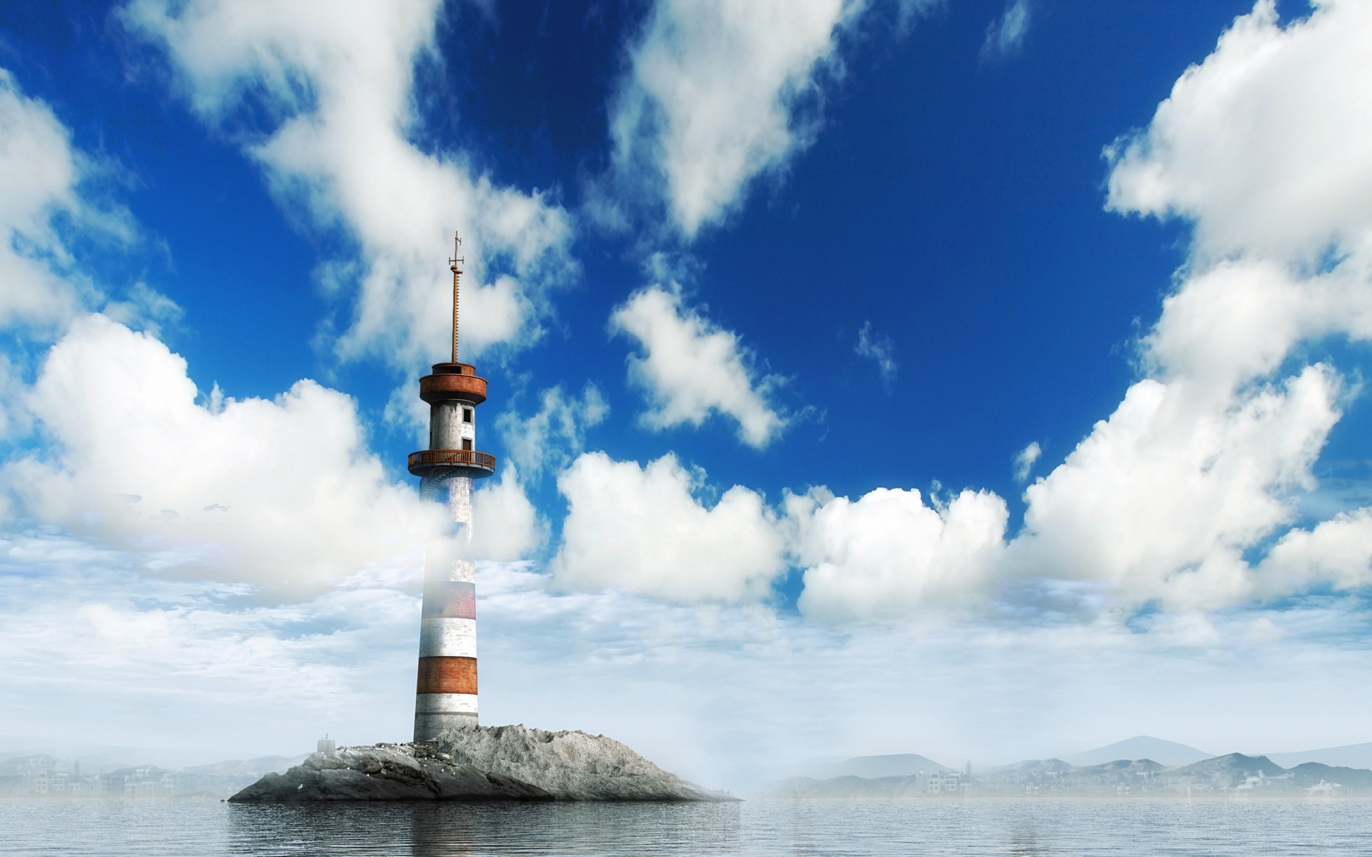 photo manipulation water sky lighthouse outdoors travel sea ocean