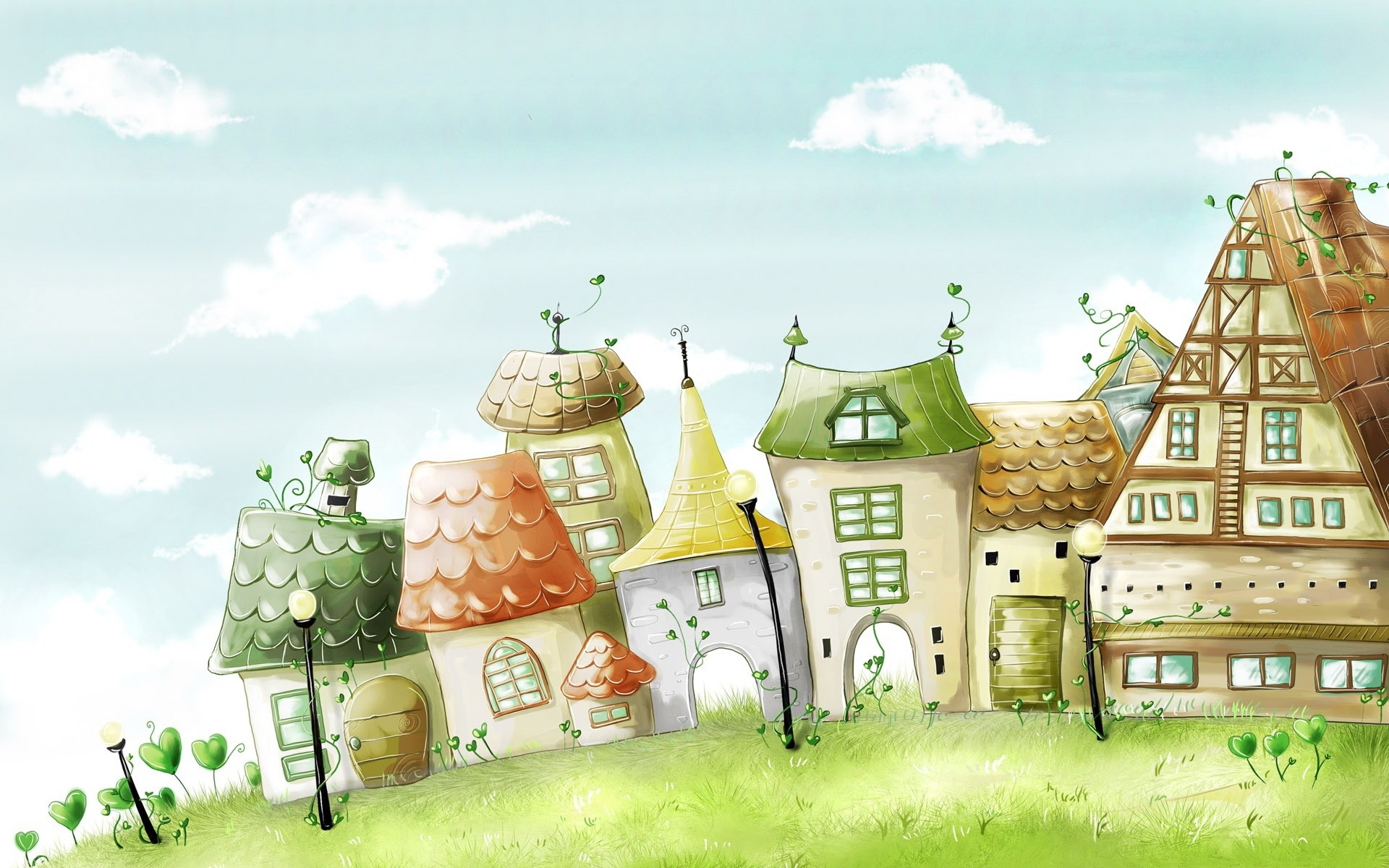 cartoons sky house architecture building summer family grass landscape roof travel old nature cloud tree cartoon