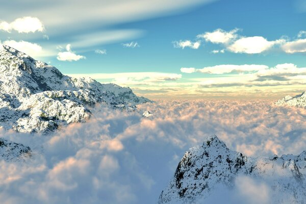 Suave neblina nubes se extendieron por el cielo