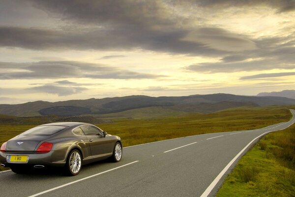 Bentley car on an asphalt road