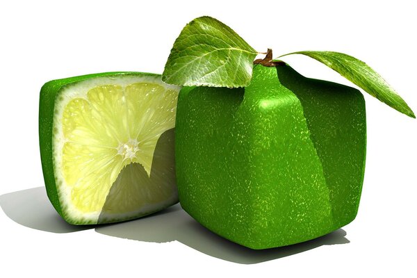 Square lime on a white background