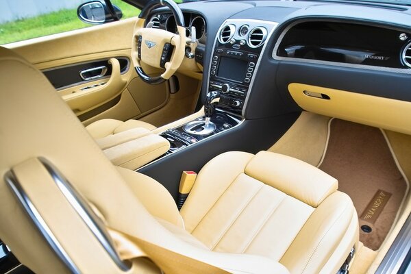 Leather interior of a premium car