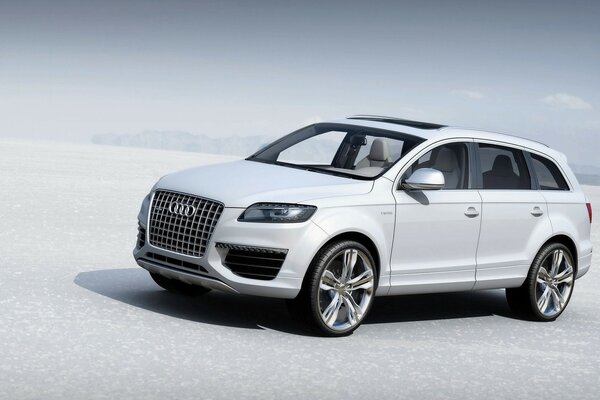 White audi car with sunroof