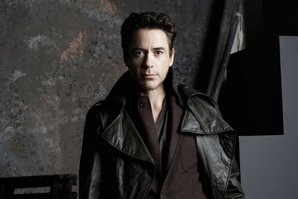 Robert Downey Jr. in a leather jacket