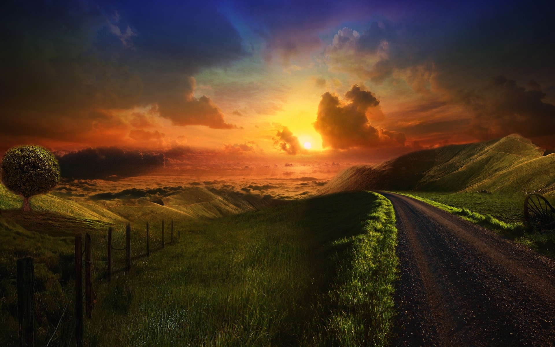 landscapes sunset landscape sky dawn road nature travel evening grass sun outdoors countryside light rural clouds