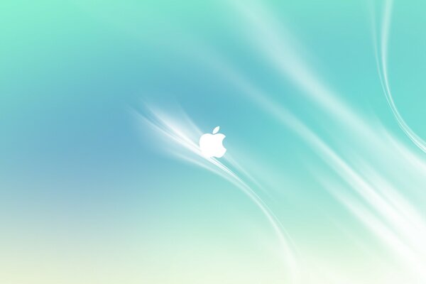 Apple logo in pale blue