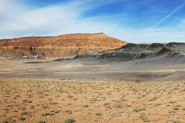 Beautiful desert with mountains against the sky