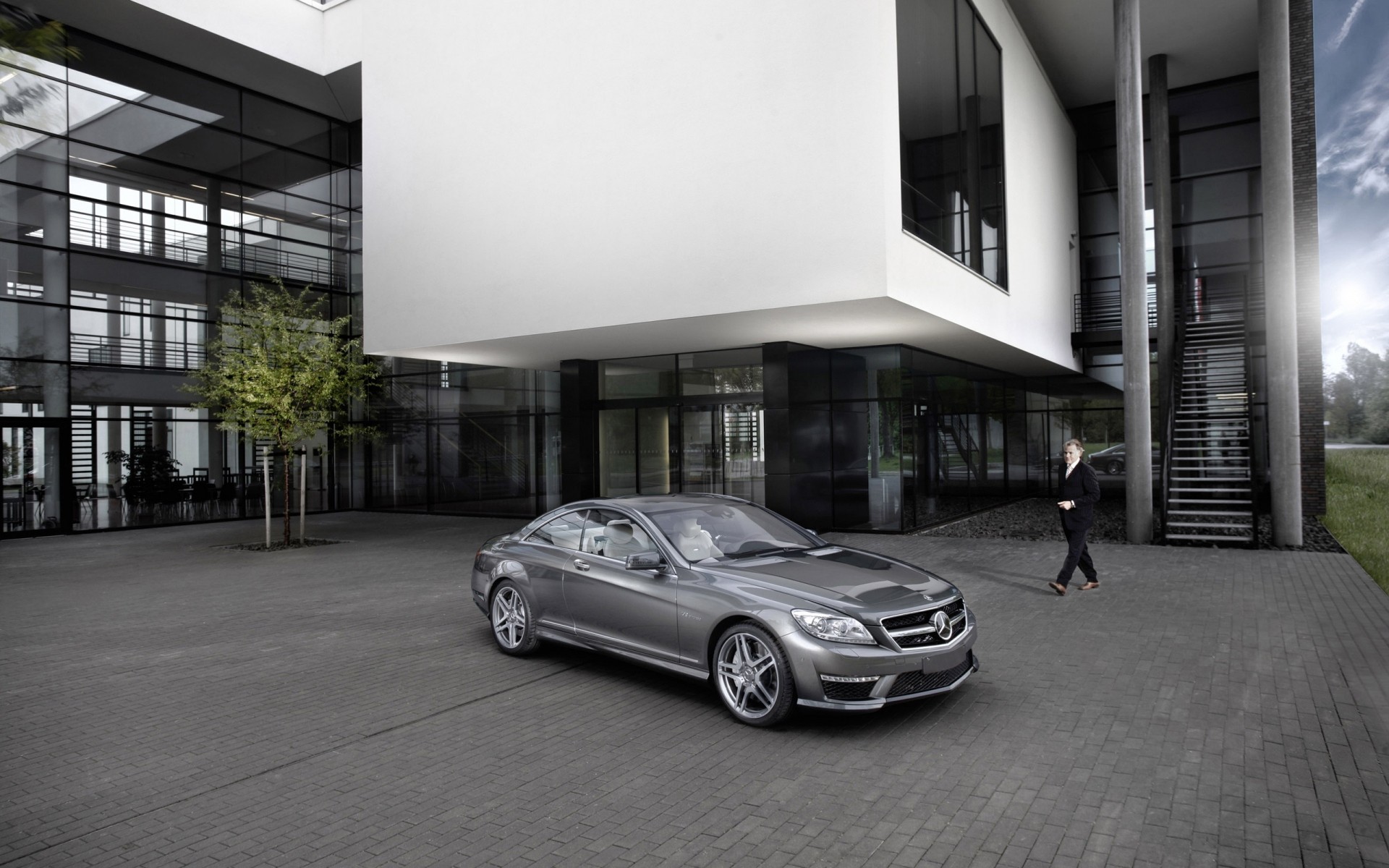 mercedes-benz car street urban architecture city pavement modern vehicle window luxury building mercedes benz cl cl amg