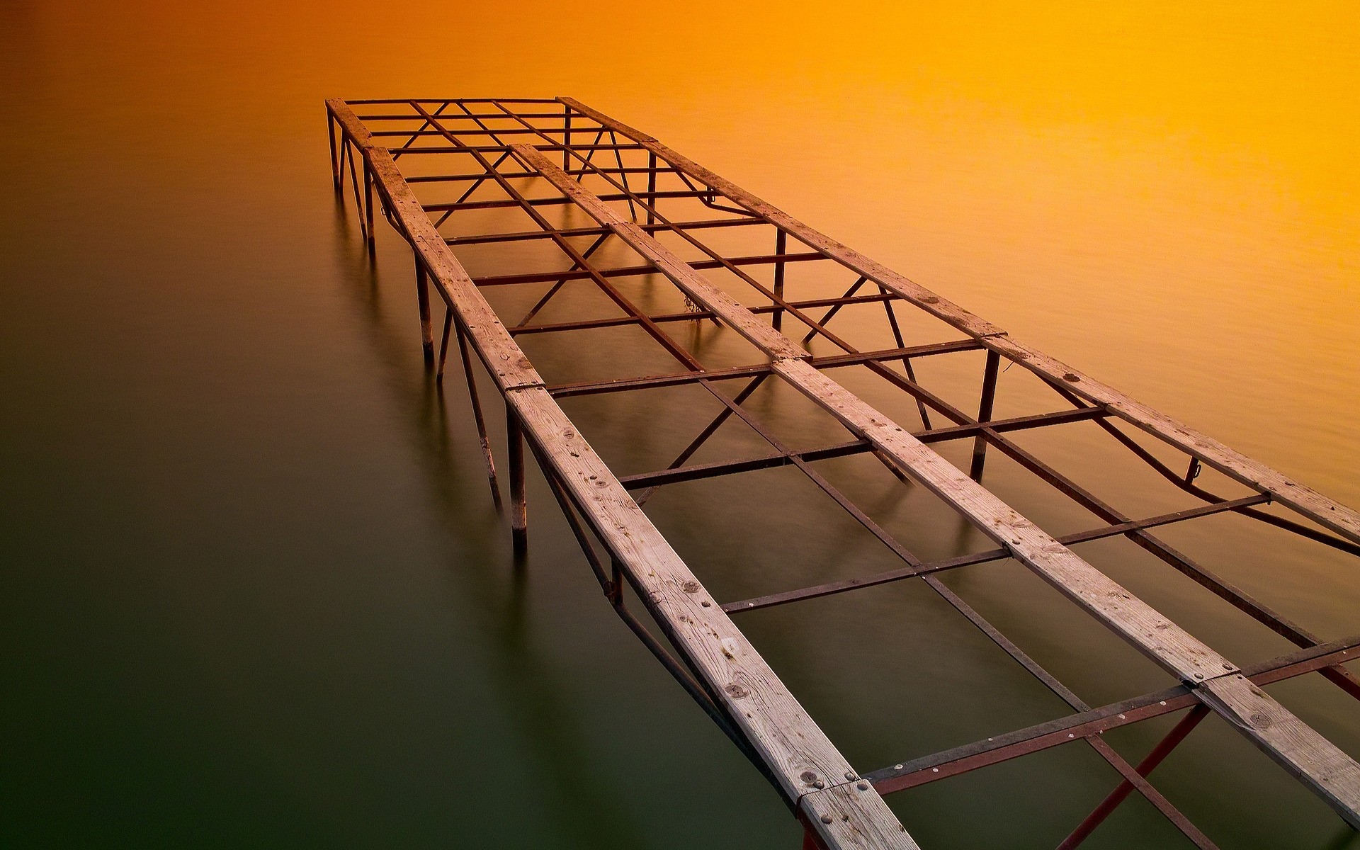 paysage pont coucher de soleil ciel eau