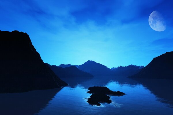 Reflejo del cielo nocturno en el agua