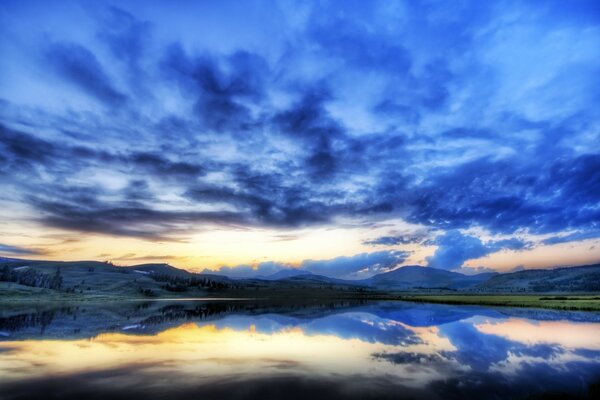 A very beautiful sunrise over the lake