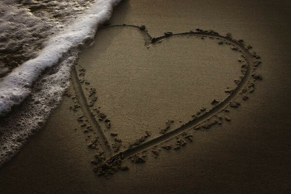 A huge heart on the seashore