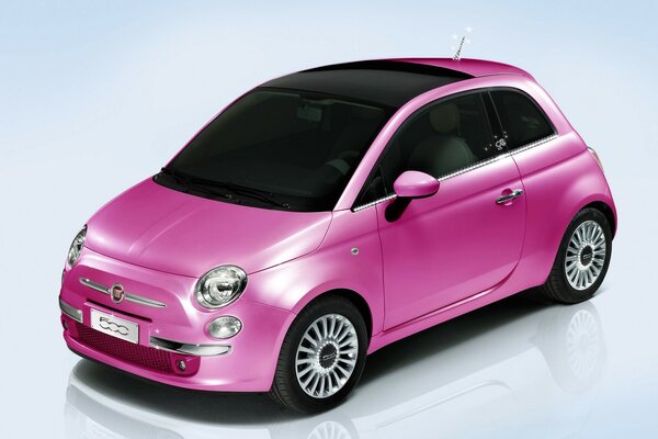 Glamorous pink fiat car