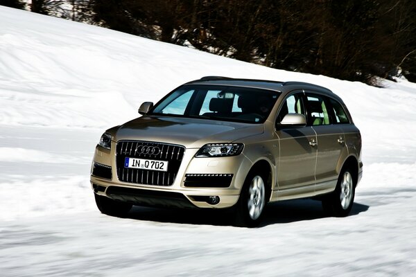 Carro da Audi passa pela neve