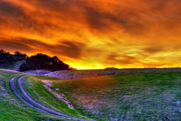 Rocky road along the hills