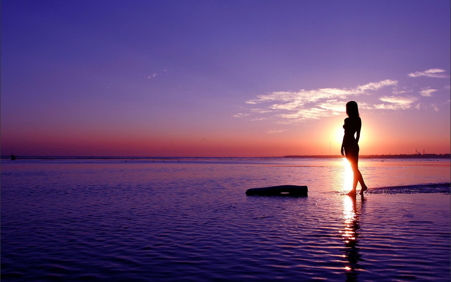 paesaggio tramonto acqua alba crepuscolo sera sole mare oceano spiaggia silhouette boddy ragazza sexy donna