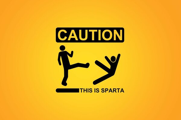 The outline of Caution this is sparta