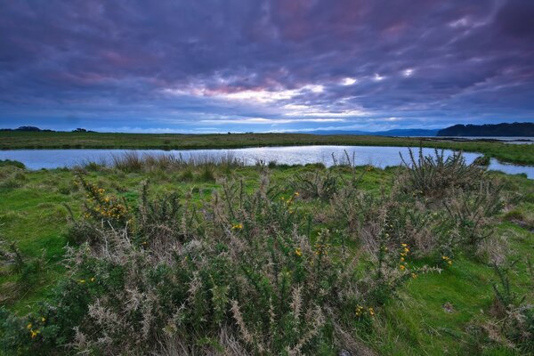 Paesaggio naturale del paesaggio con il lago