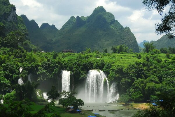 Beautiful landscape of a natural waterfall