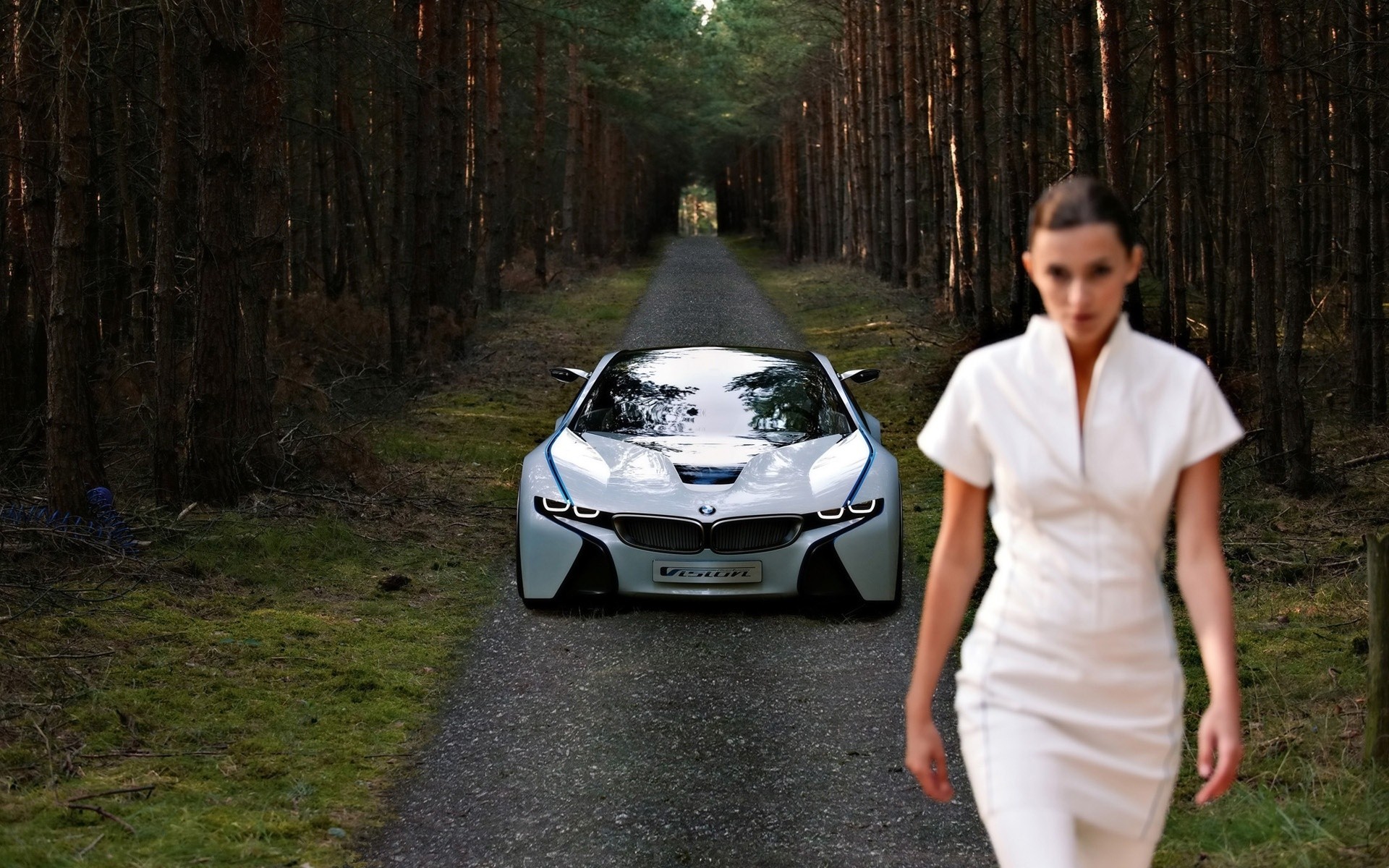 bmw erwachsener im freien landschaft eine frau auto porträt bmw concept car bmw concept