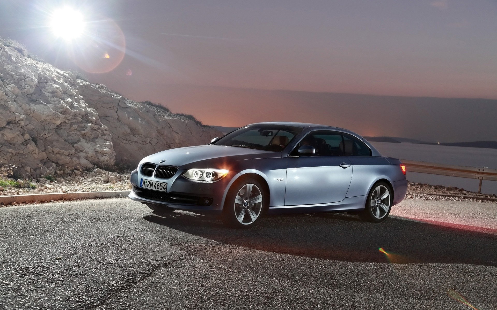 bmw car blacktop asphalt pavement noon vehicle hurry road action transportation system blur sunset bmw 3 series