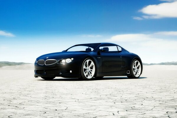 Voiture de marque BMW noir vue de l avant avec le côté