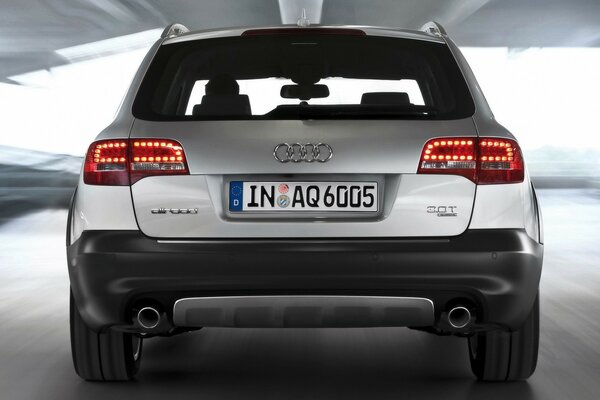 Rear view of the Audi car