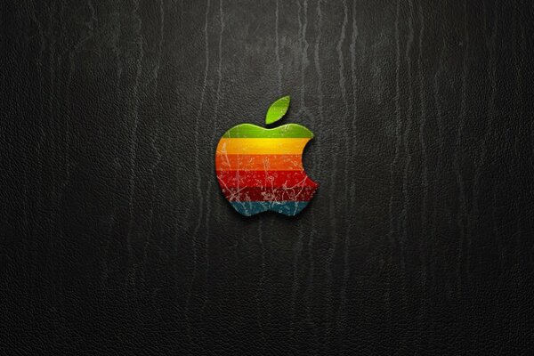 Símbolo de Apple iridiscente sobre fondo negro