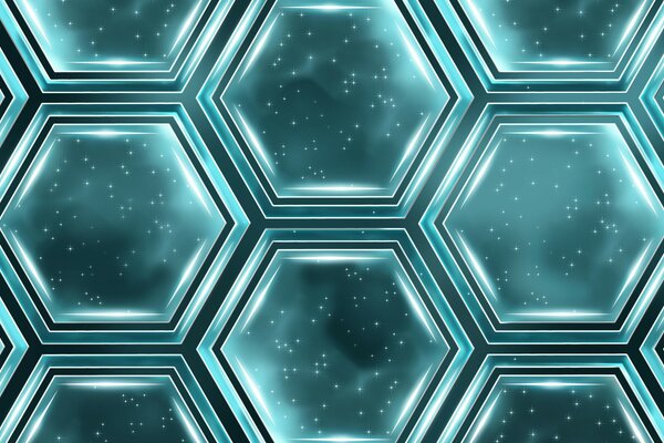 Бирюзовые шестигранники парящие над головой
