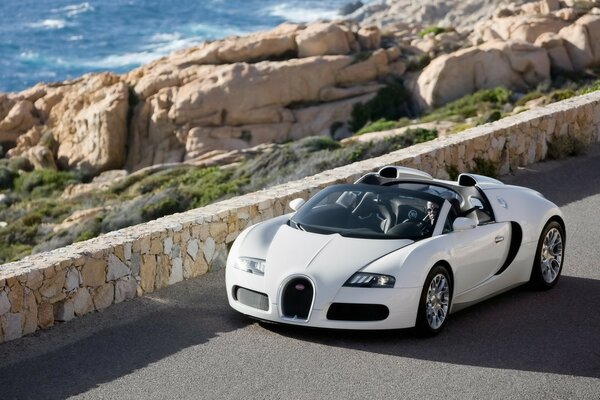 Bugatti car on the background of the sea