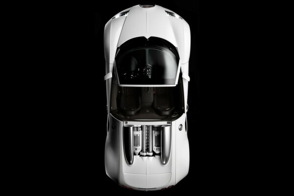 White Bugatti veyron top view