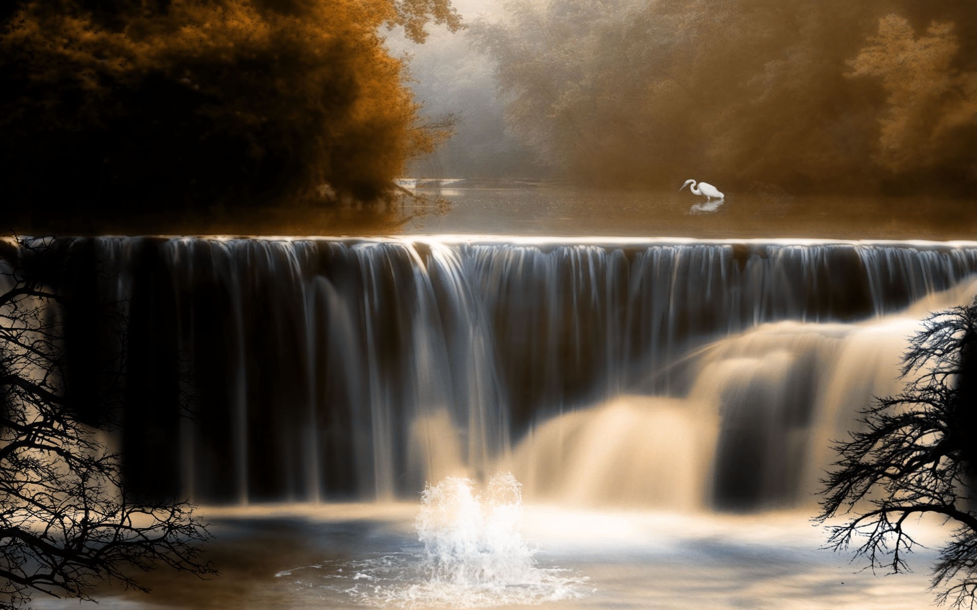 herbst wasser wasserfall fluss landschaft herbst im freien reisen natur bewegung fotografie fluss sonnenuntergang kaskade tageslicht abend unschärfe dämmerung rock holz see bäume vögel