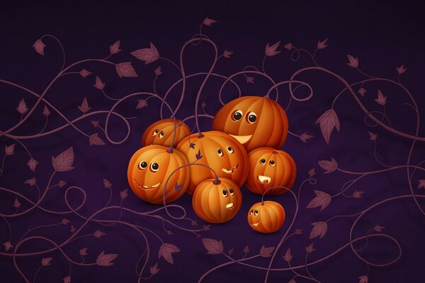 Desktop in the form of happy pumpkins