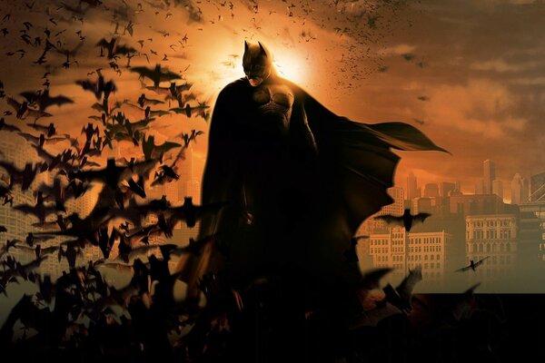 Batman stands in the night thinking