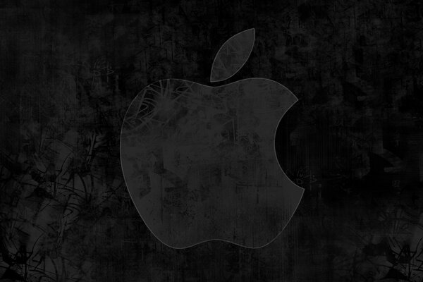 Fondo negro y gran icono de apple